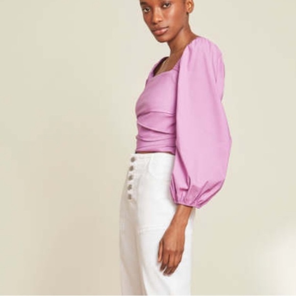 Veronica Beard Kayla Square Neck Long Puff Sleeve Top Blouse Size 6 - Picture 6 of 7